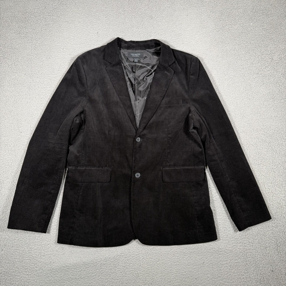 Heritage 1981 Blazer Mens XL Black Corduroy Jacket Sportcoat 100% Cotton Pockets